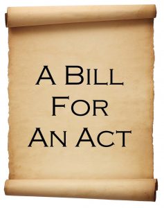 scroll with "A Bill For An Act" typed on it
