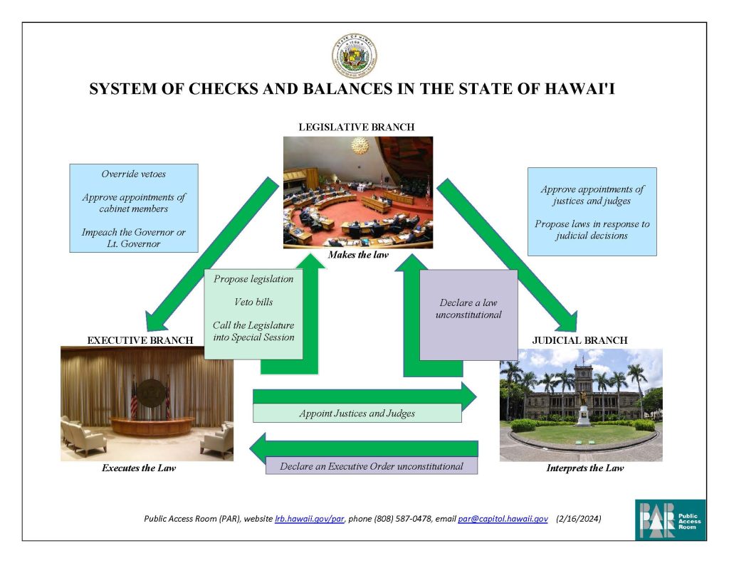 Hawaii Government diagram showing checks and balances